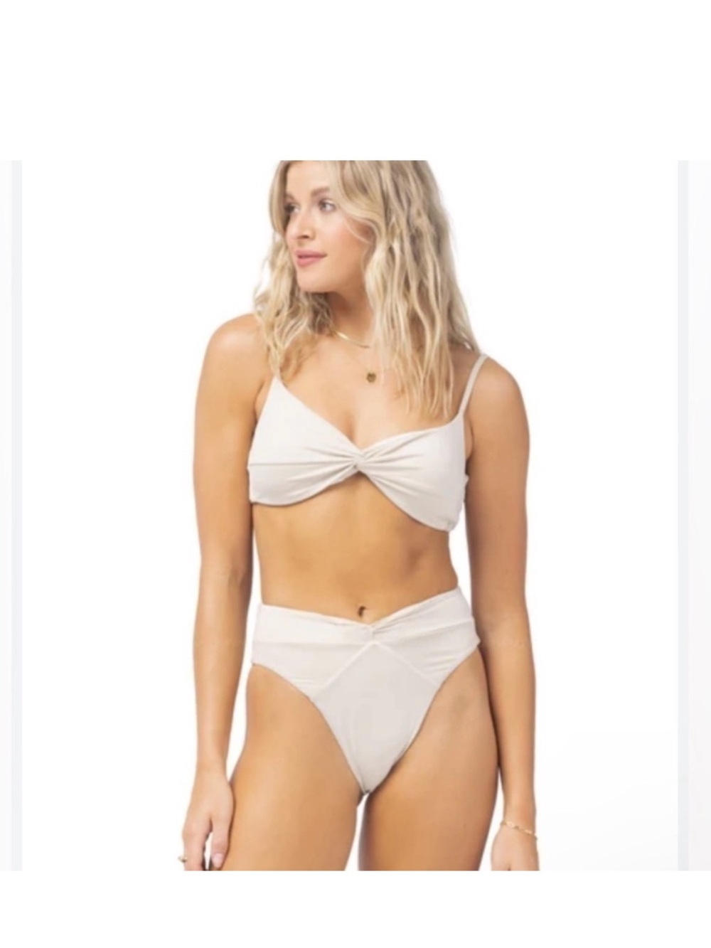 L*Space Shimmer Nancy Lee Bitsy Swim Bottoms Bone Sz M